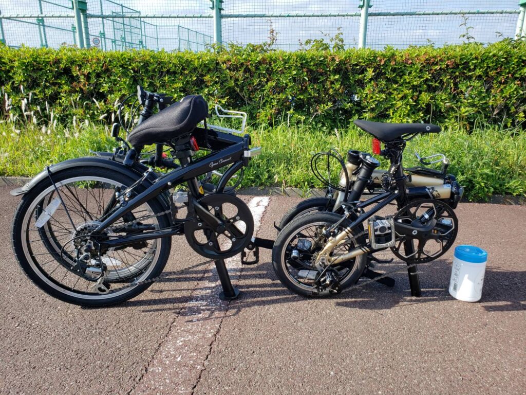 20インチ折りたたみ自転車とDAHON K3との折りたたみ状態での大きさ比較